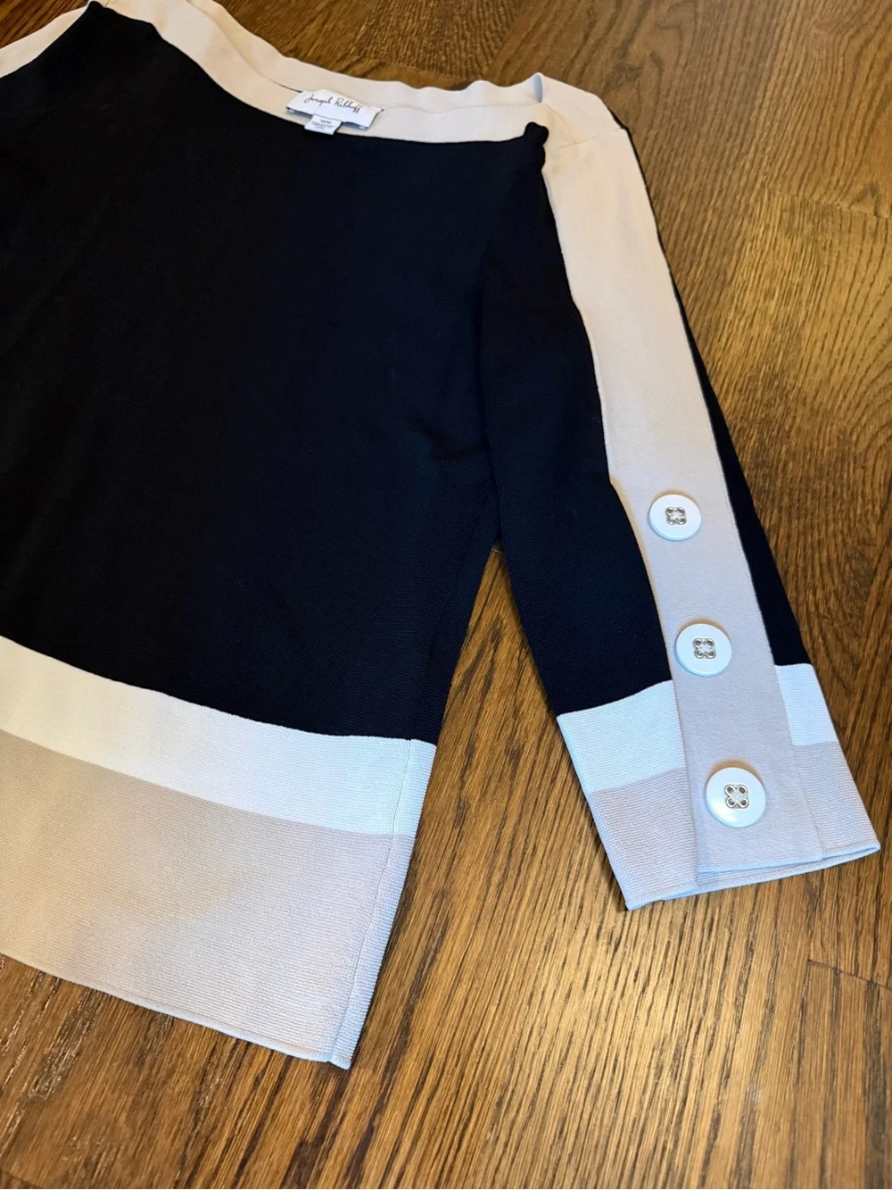 Joseph Ribkoff Black Top with White Contrast Collar